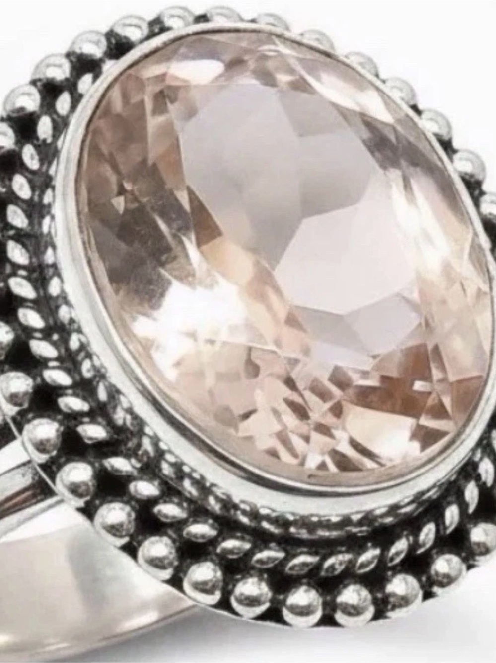 6.25 Peach Morganite Sterling Silver 925 Ring